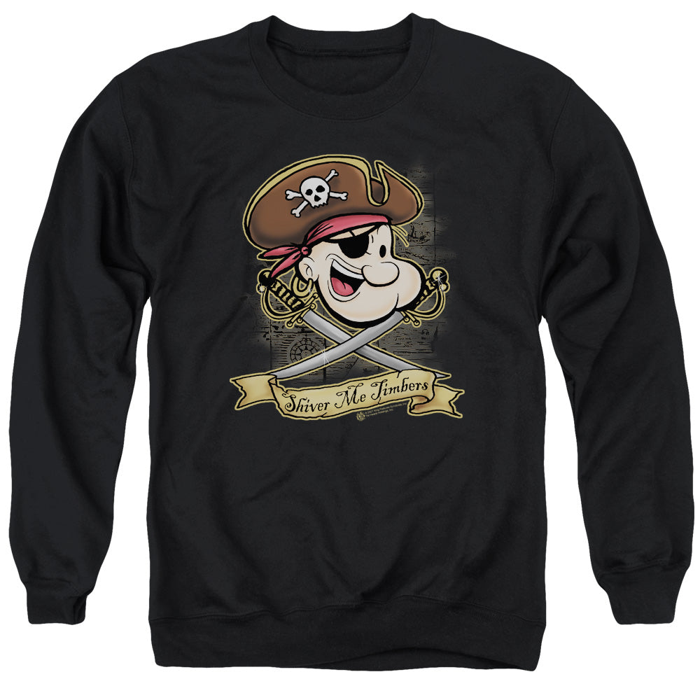 Popeye Shiver Me Timbers Mens Crewneck Sweatshirt Black