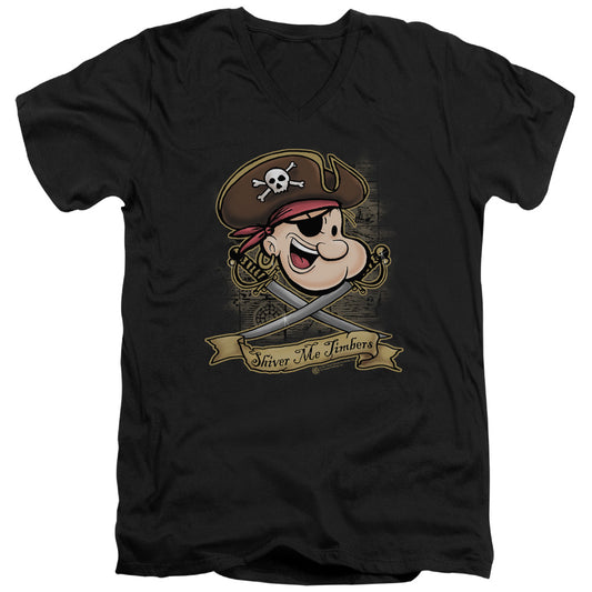 Popeye Shiver Me Timbers S S Adult V Neck Black