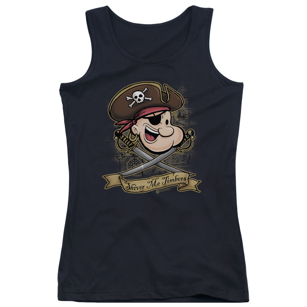 Popeye Shiver Me Timbers Womens Tank Top Shirt Black