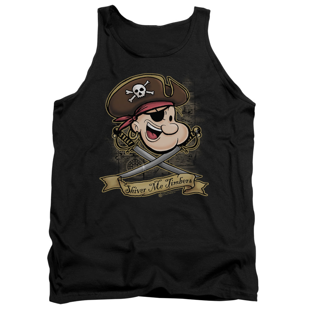 Popeye Shiver Me Timbers Mens Tank Top Shirt Black