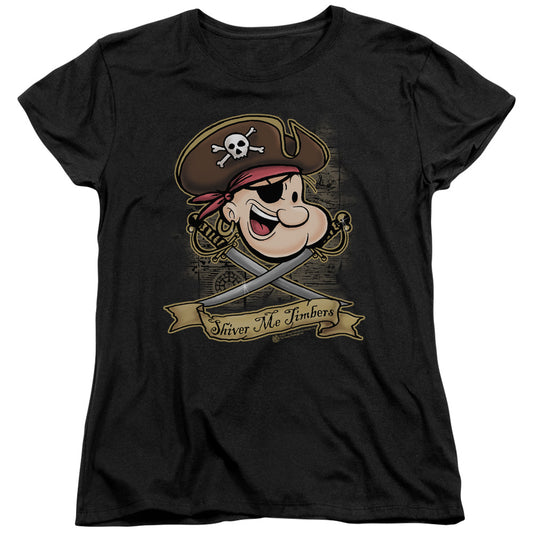 Popeye Shiver Me Timbers Womens T Shirt Black