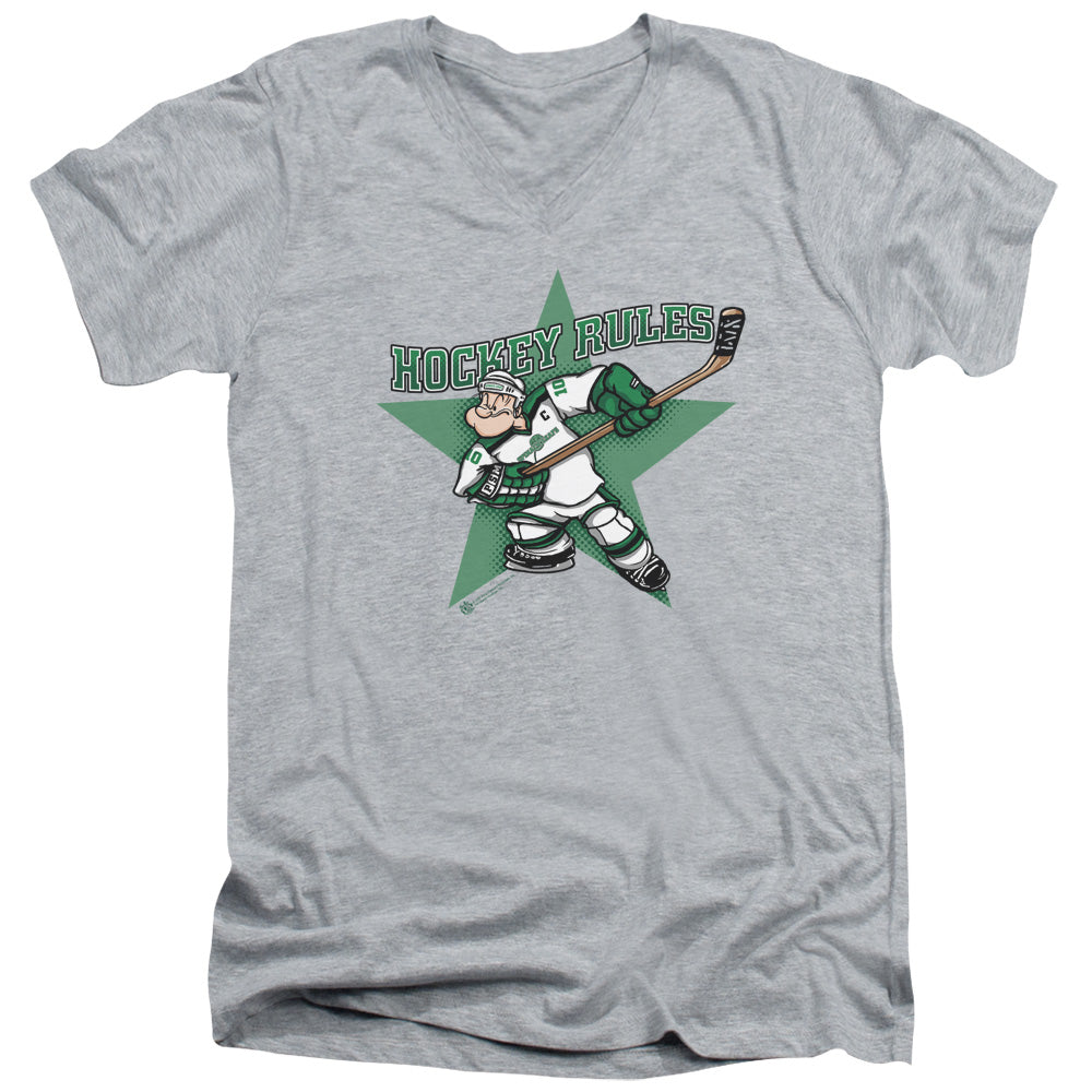 Popeye Spinach Leafs S S Adult V Neck Athletic Heather