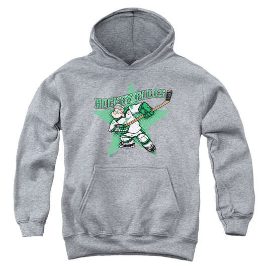 Popeye Spinach Leafs Kids Youth Hoodie Heather