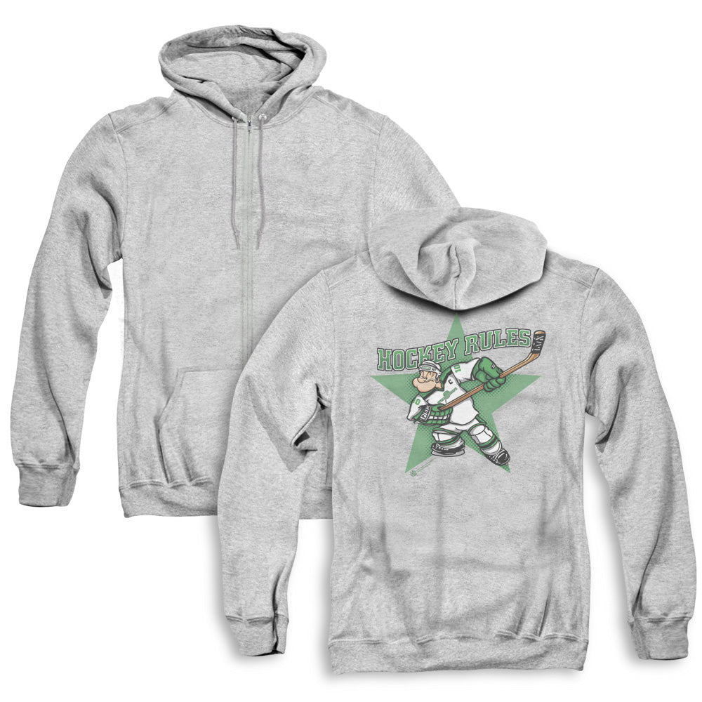 Popeye Spinach Leafs Back Print Zipper Mens Hoodie Athletic Heather