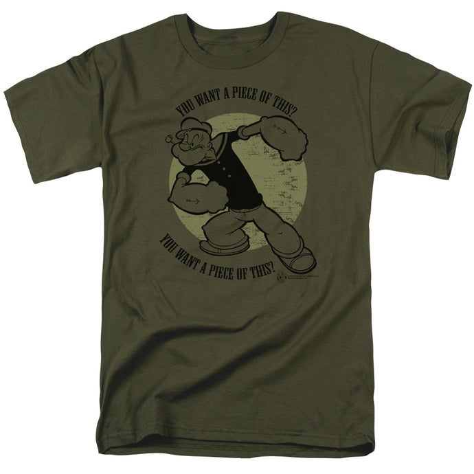 Popeye You Want A Piece Mens T Shirt Military Green