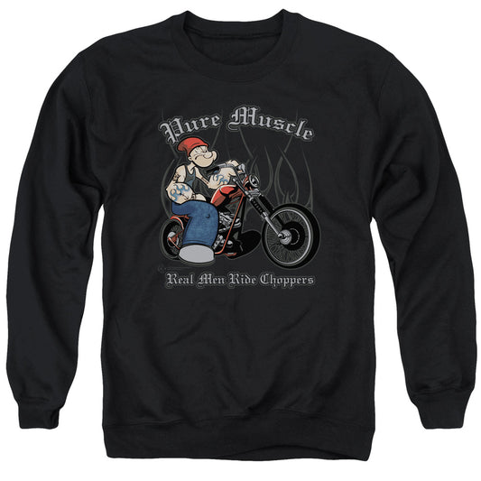 Popeye Pure Muscle Mens Crewneck Sweatshirt Black