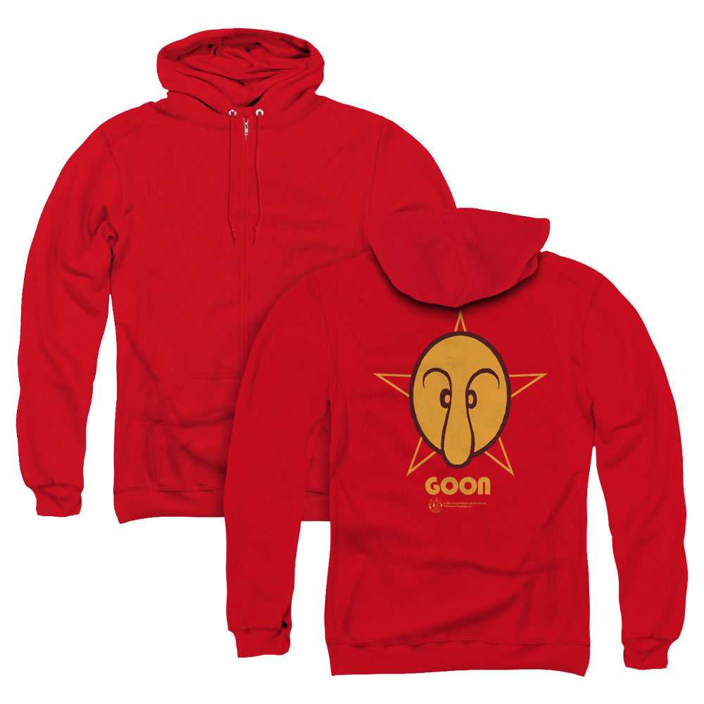 Popeye Goon Back Print Zipper Mens Hoodie Red