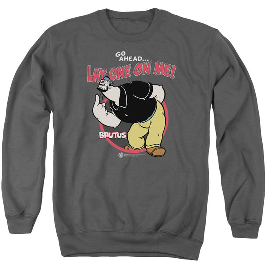 Popeye Lay One On Me Mens Crewneck Sweatshirt Charcoal