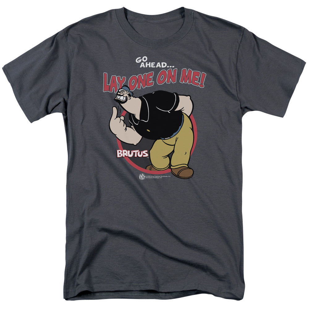 Popeye Lay One On Me Mens T Shirt Charcoal