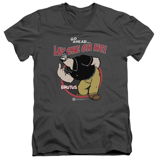 Popeye Lay One On Me S S Adult V Neck Charcoal