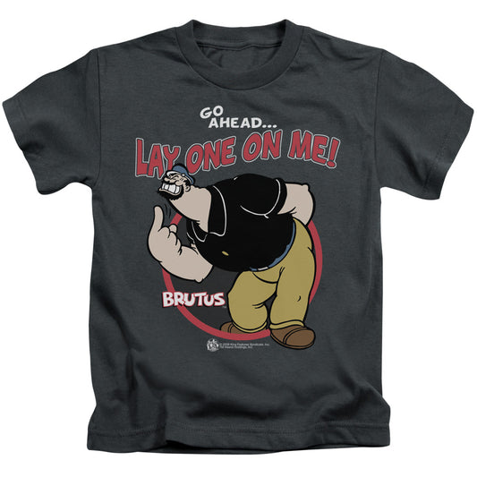 Popeye Lay One On Me Juvenile Kids Youth T Shirt Charcoal