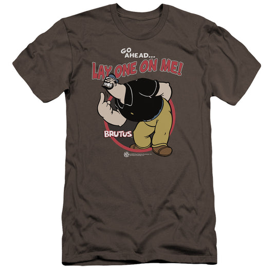 Popeye Lay One On Me Premium Bella Canvas Slim Fit Mens T Shirt Charcoal