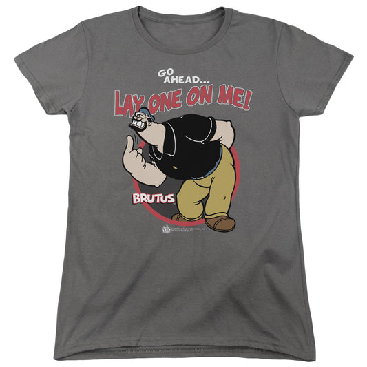 Popeye Lay One On Me Womens T Shirt Charcoal