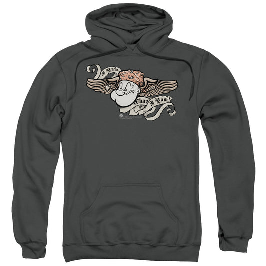 Popeye I Am Mens Hoodie Charcoal