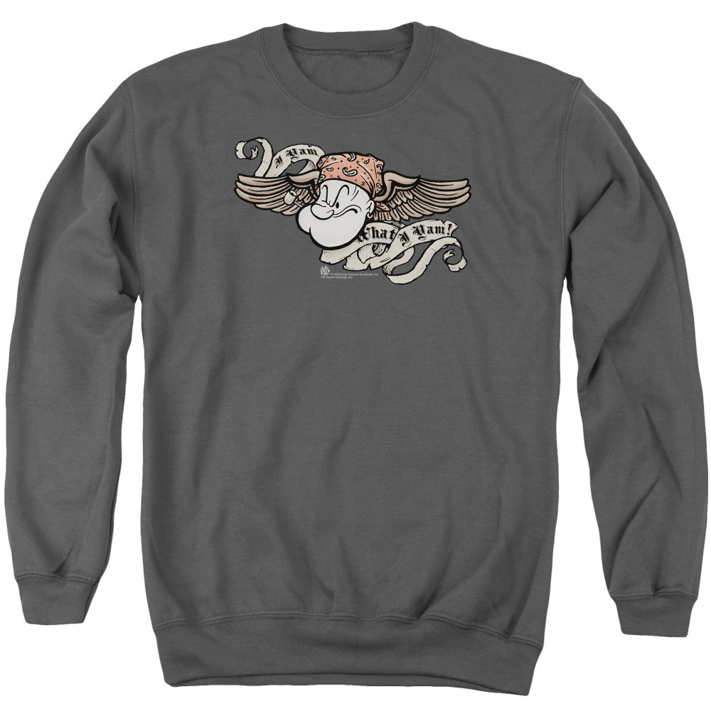 Popeye I Am Mens Crewneck Sweatshirt Charcoal