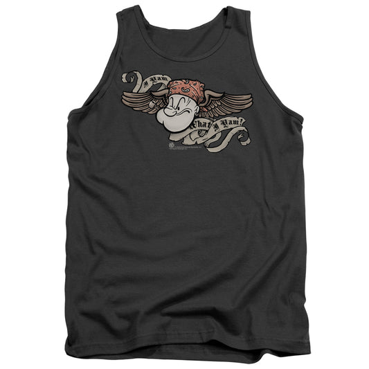 Popeye I Am Mens Tank Top Shirt Charcoal