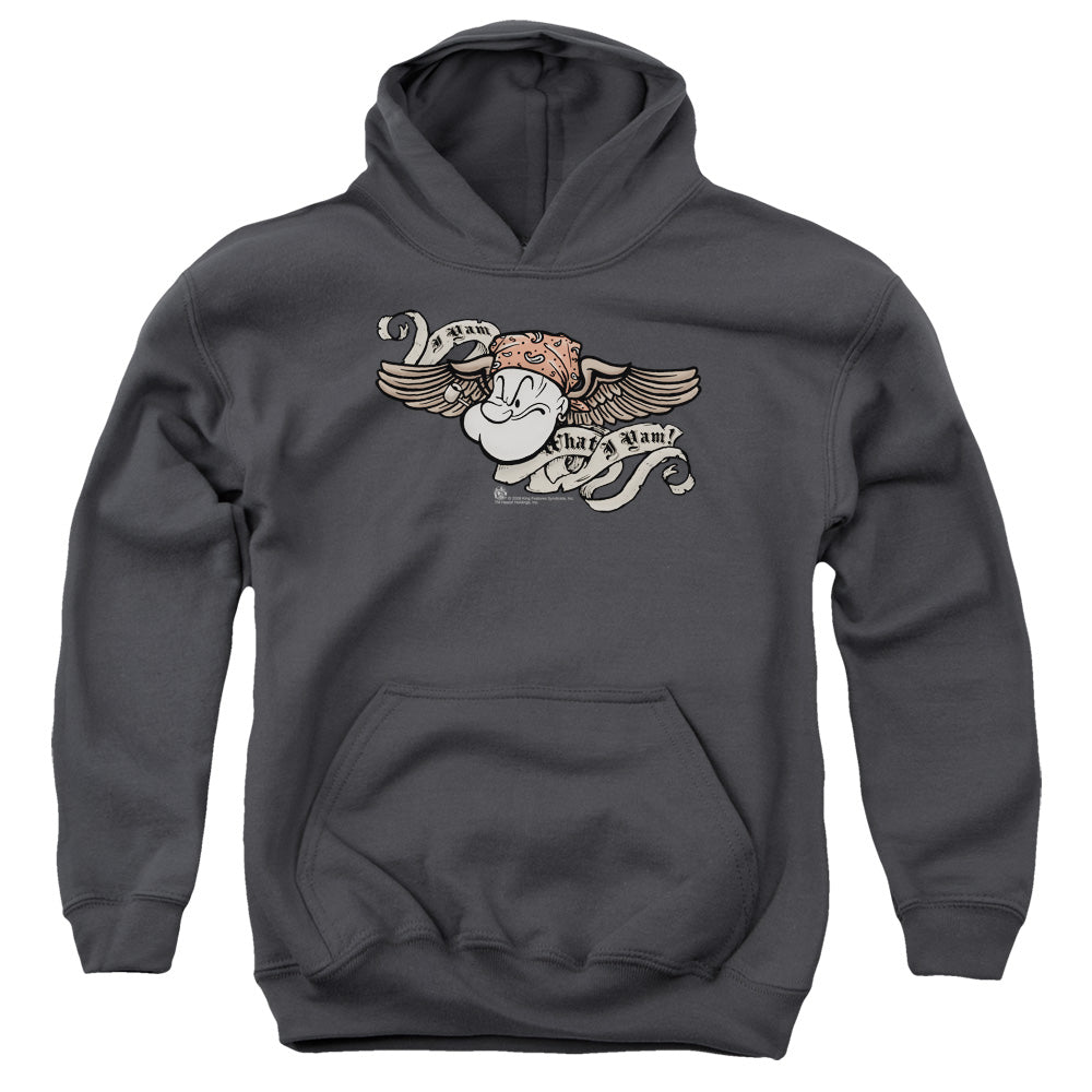 Popeye I Am Kids Youth Hoodie Charcoal