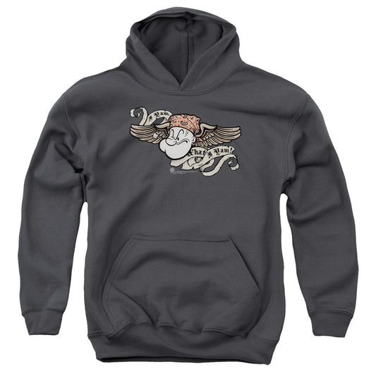 Popeye I Am Kids Youth Hoodie Charcoal