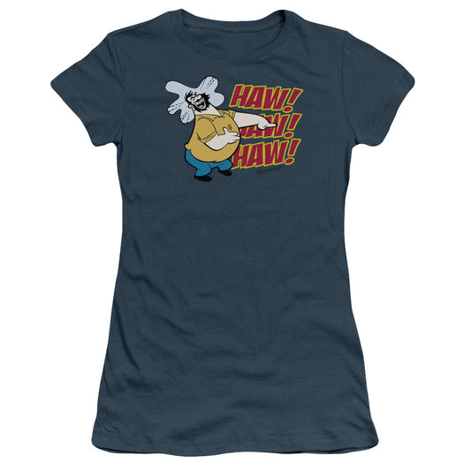 Popeye Brutus Bemused Junior Sheer Cap Sleeve Womens T Shirt Indigo