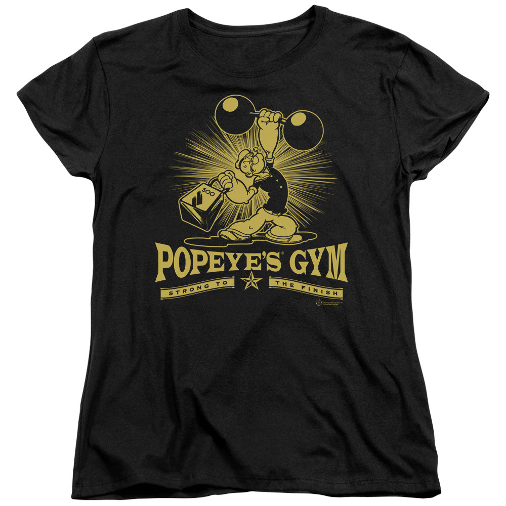 Popeye Popeyes Gym Womens T Shirt Black