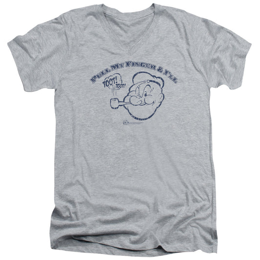 Popeye Toot! Toot! S S Adult V Neck Athletic Heather