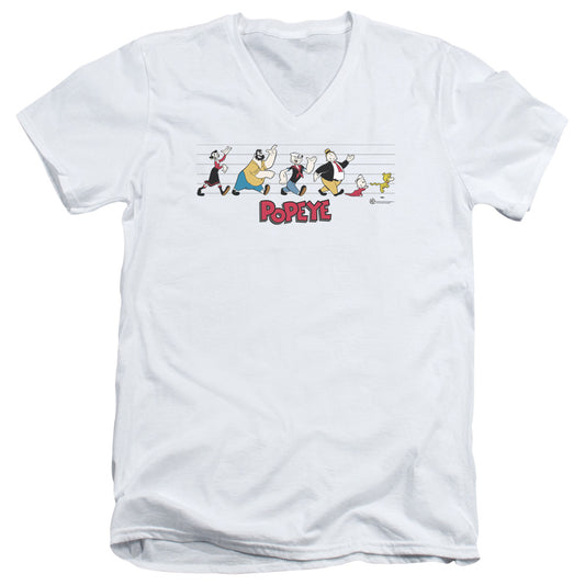 Popeye The Usual Suspects S S Adult V Neck White