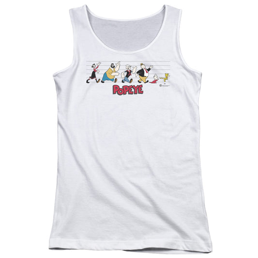 Popeye The Usual Suspects Womens Tank Top Shirt White