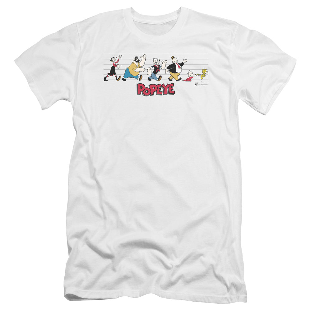 Popeye The Usual Suspects Premium Bella Canvas Slim Fit Mens T Shirt White