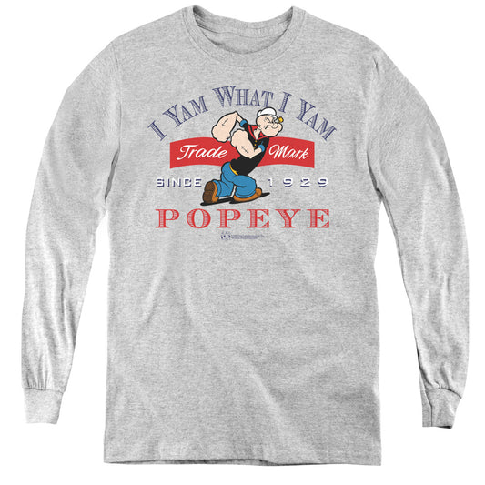 Popeye I Yam What I Yam Long Sleeve Kids Youth T Shirt Athletic Heather