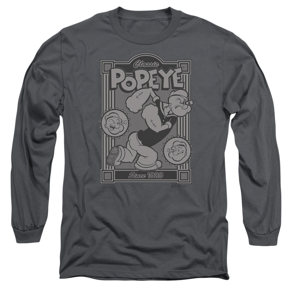 Popeye Classic Popeye Mens Long Sleeve Shirt Charcoal