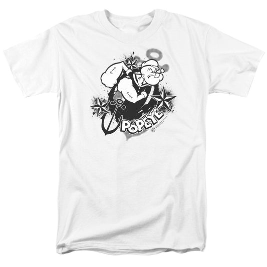 Popeye Stars And Anchor Mens T Shirt White