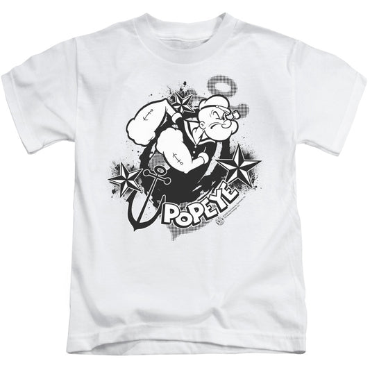 Popeye Stars And Anchor Juvenile Kids Youth T Shirt White