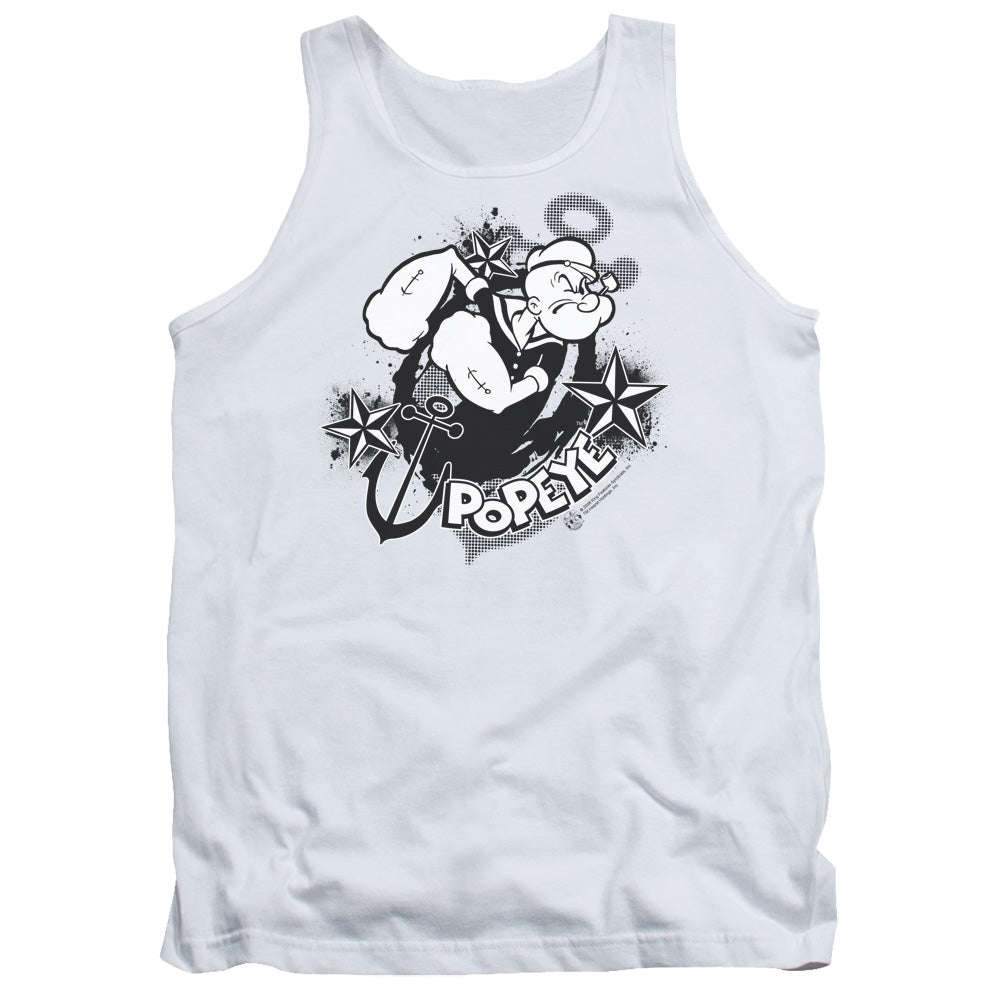 Popeye Stars And Anchor Mens Tank Top Shirt White