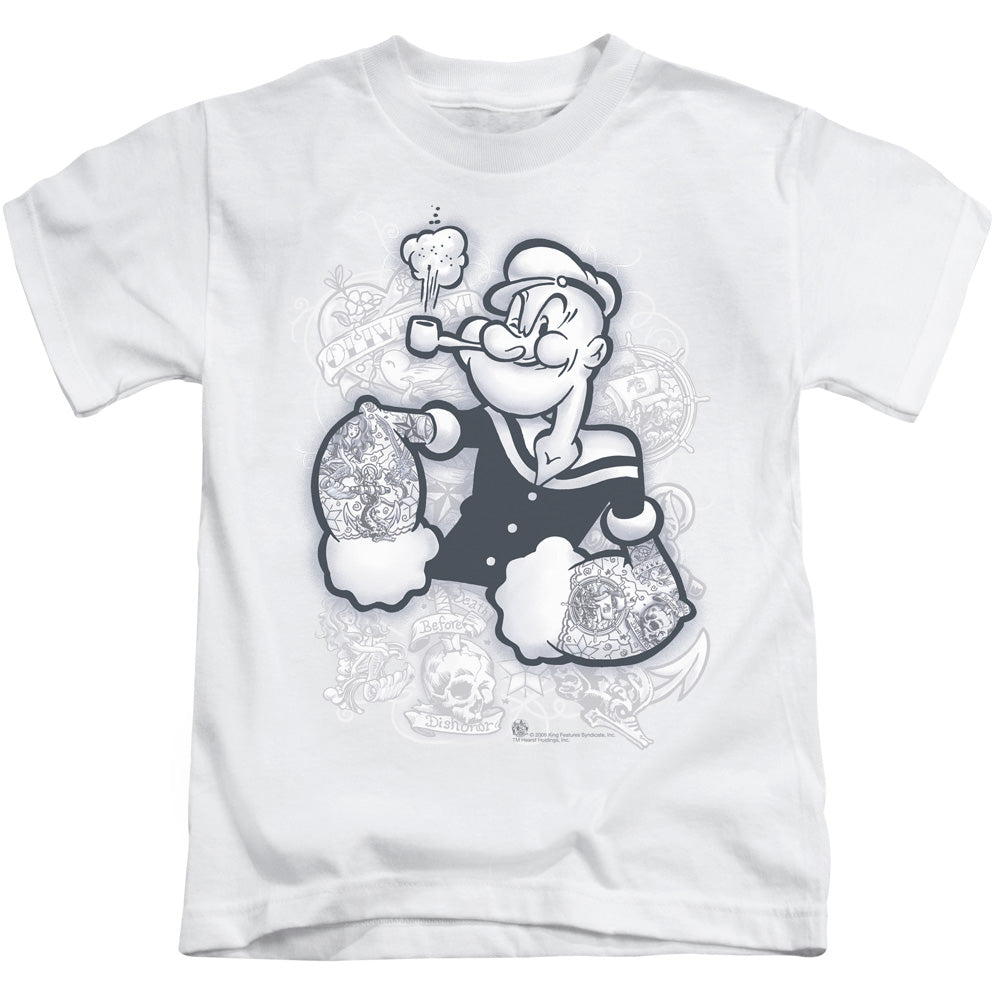 Popeye Tattooed Juvenile Kids Youth T Shirt White