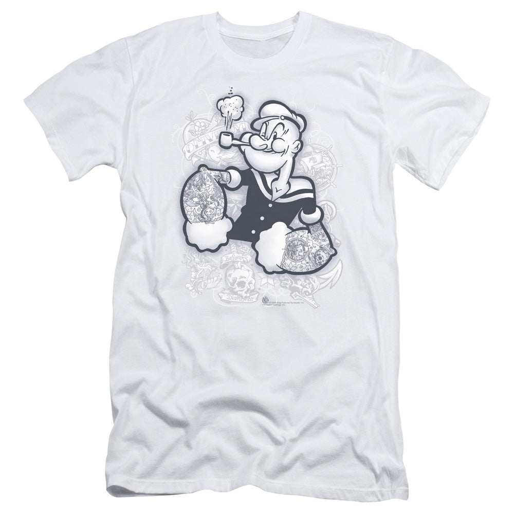 Popeye Tattooed Slim Fit Mens T Shirt White