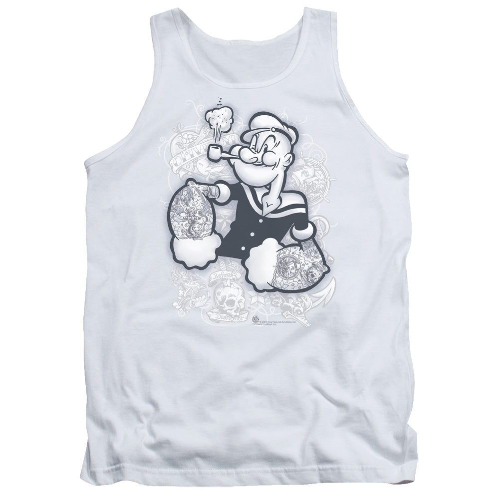 Popeye Tattooed Mens Tank Top Shirt White