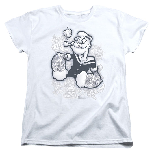 Popeye Tattooed Womens T Shirt White