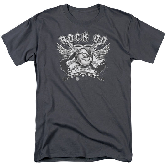 Popeye Rock On Mens T Shirt Charcoal