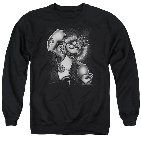 Popeye Spinach King Mens Crewneck Sweatshirt Black