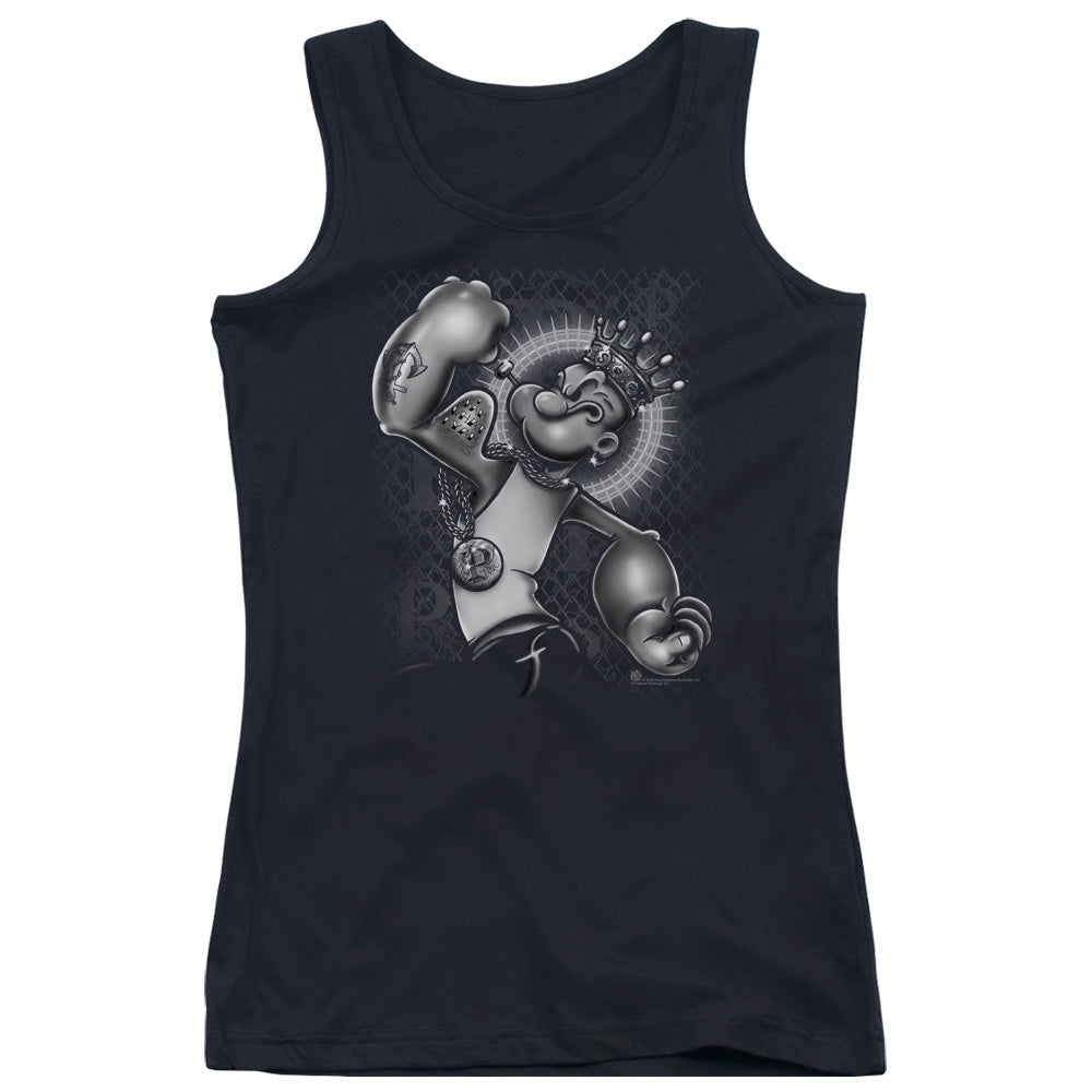 Popeye Spinach King Womens Tank Top Shirt Black