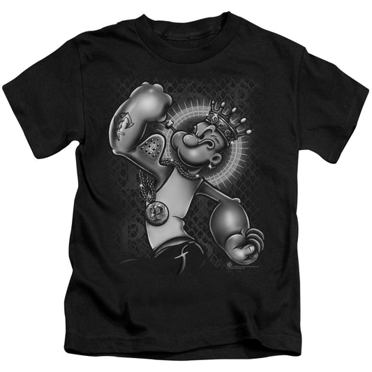 Popeye Spinach King Juvenile Kids Youth T Shirt Black