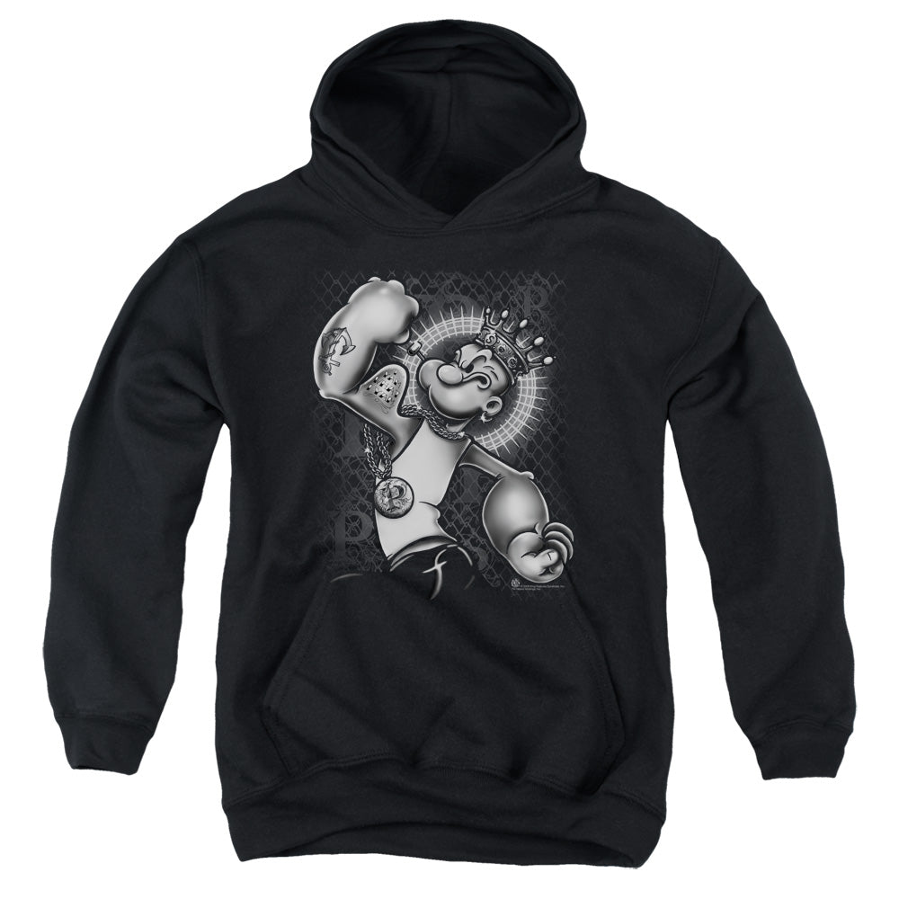 Popeye Spinach King Kids Youth Hoodie Black