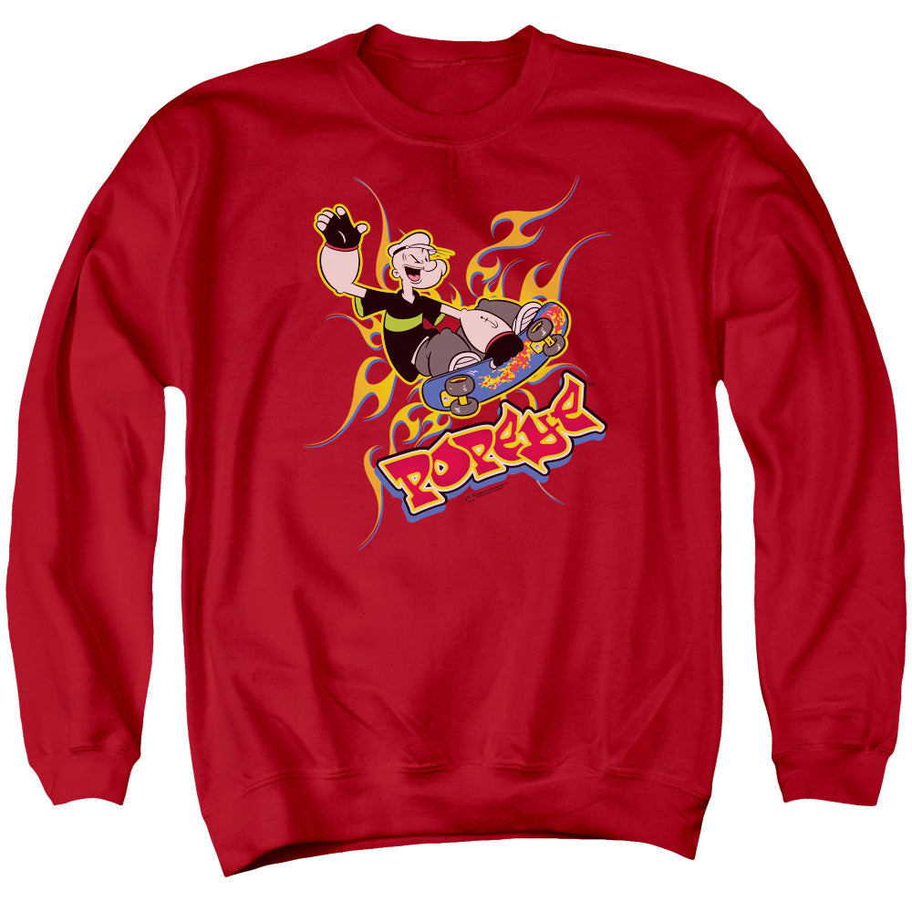 Popeye Get Air Mens Crewneck Sweatshirt Red