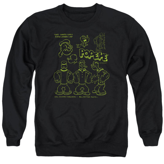 Popeye We Can Rebuild Him Mens Crewneck Sweatshirt Black