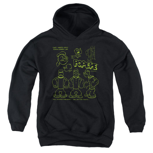 Popeye We Can Rebuild Him Kids Youth Hoodie Black