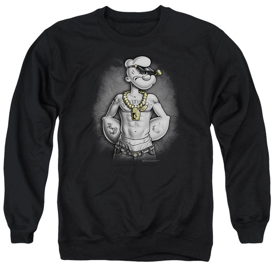 Popeye Hardcore Mens Crewneck Sweatshirt Black