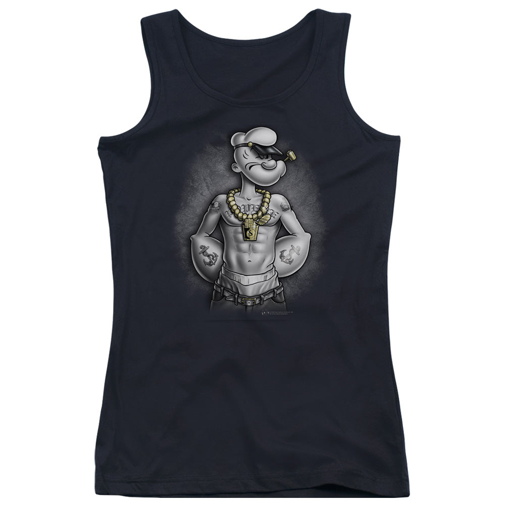 Popeye Hardcore Womens Tank Top Shirt Black