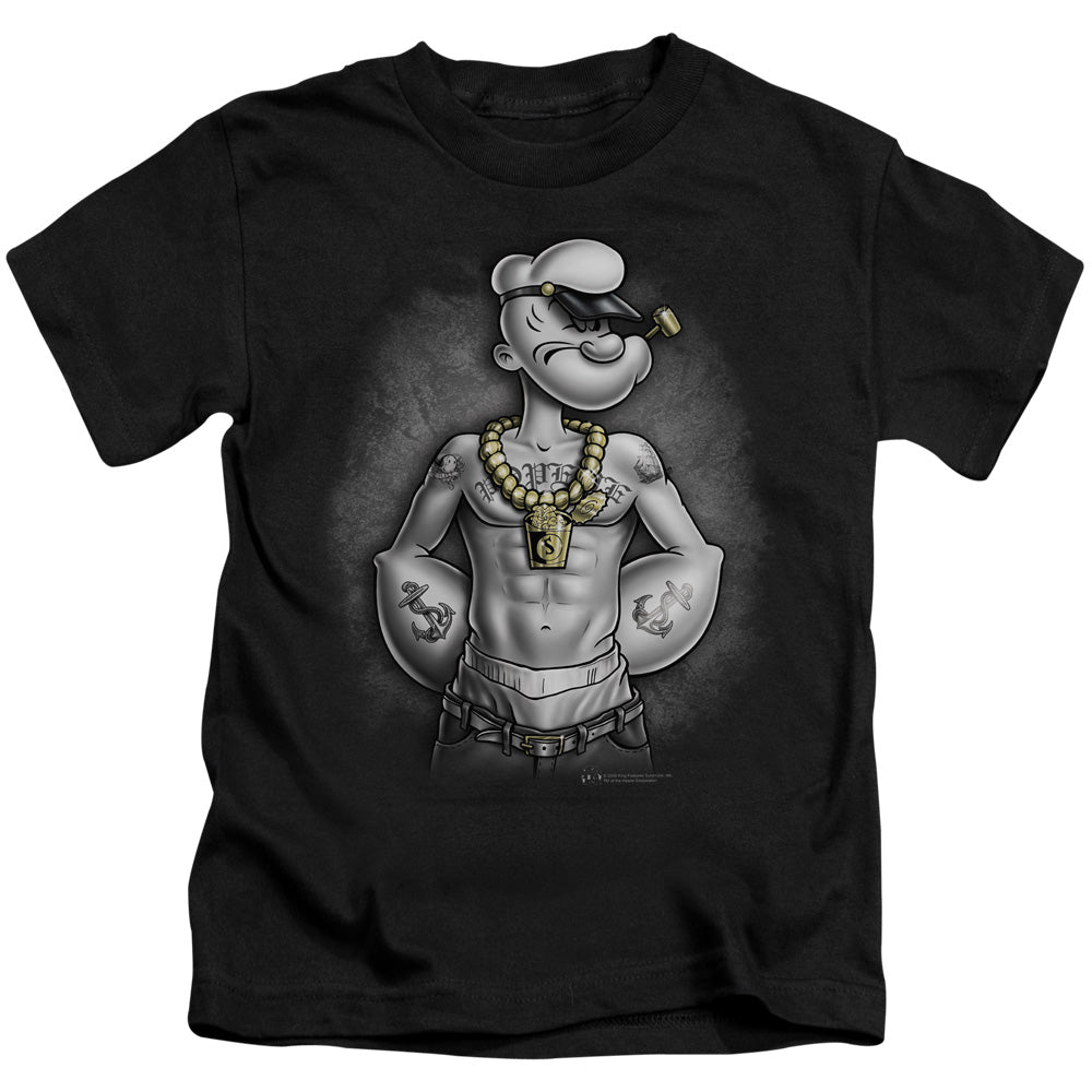 Popeye Hardcore Juvenile Kids Youth T Shirt Black