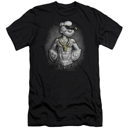 Popeye Hardcore Premium Bella Canvas Slim Fit Mens T Shirt Black