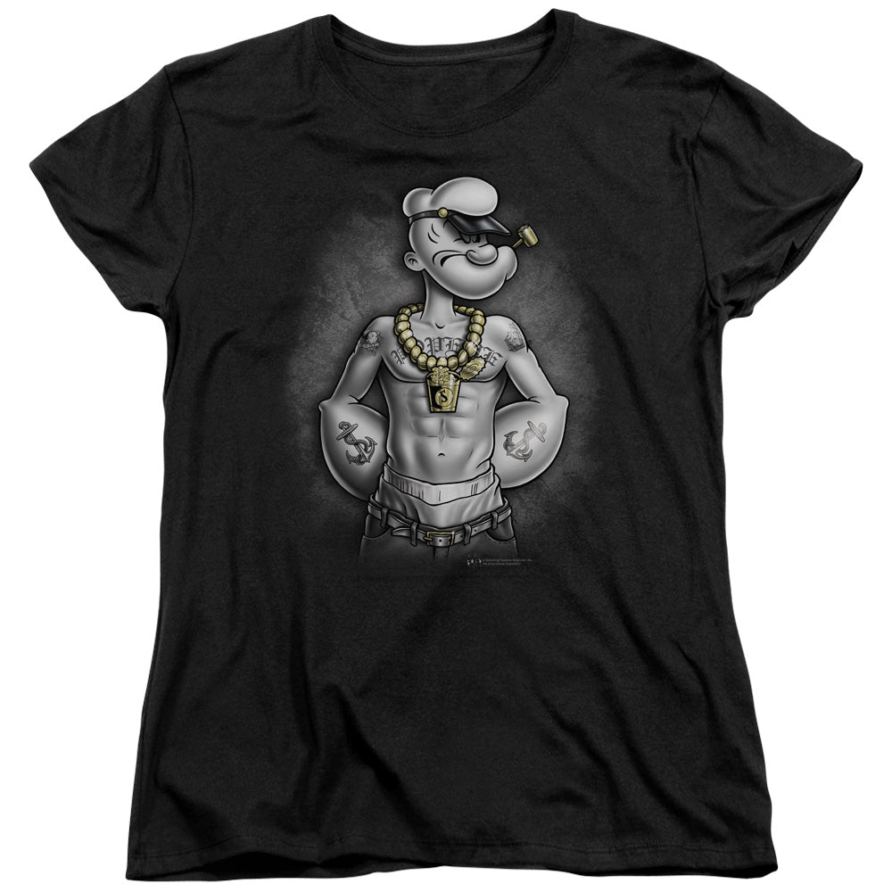 Popeye Hardcore Womens T Shirt Black